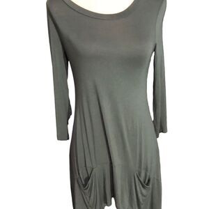 LOGO By Lori Goldstein Draped Long Sleeve Asymmetrical Tunic